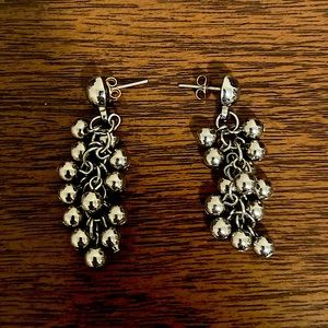 Silver Ball tassel drop earrings